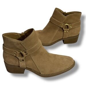 House of Harlow Altossa Booties Tan Suede Harness Ankle Boots Womens 9.5